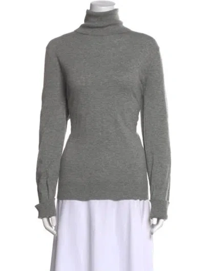 Pre-owned Lafayette 148 Wool Turtleneck Sweater In Gray