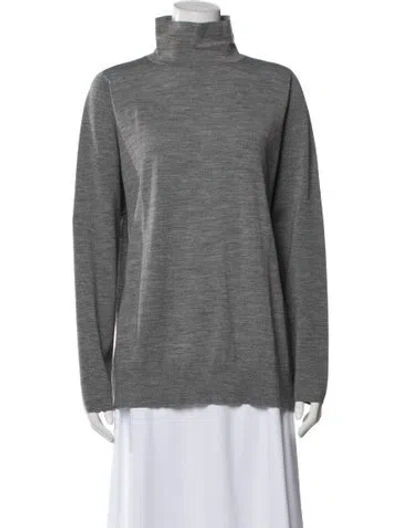 Pre-owned Lafayette 148 Wool Turtleneck Sweater In Gray