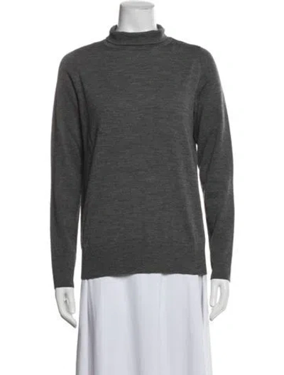 Pre-owned Lafayette 148 Wool Turtleneck Sweater In Gray