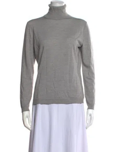 Pre-owned Lafayette 148 Wool Turtleneck Sweater In Gray