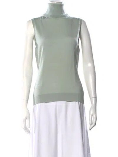 Pre-owned Lafayette 148 Wool Turtleneck Sweater In Green