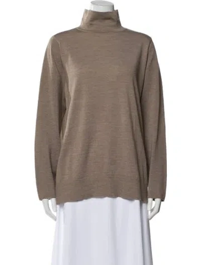 Pre-owned Lafayette 148 Wool Turtleneck Sweater In Neutral