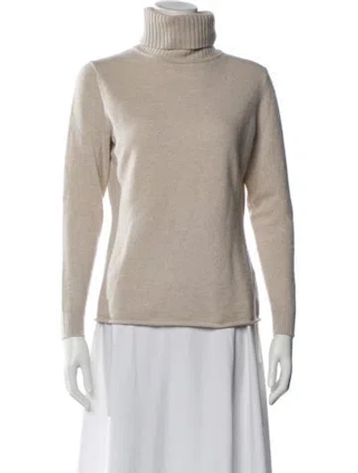 Pre-owned Lafayette 148 Wool Turtleneck Sweater In Neutral