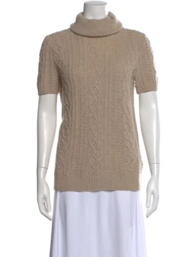 Pre-owned Lafayette 148 Wool Turtleneck Sweater In Neutral