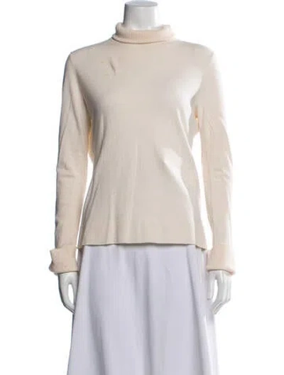 Pre-owned Lafayette 148 Wool Turtleneck Sweater In Neutrals