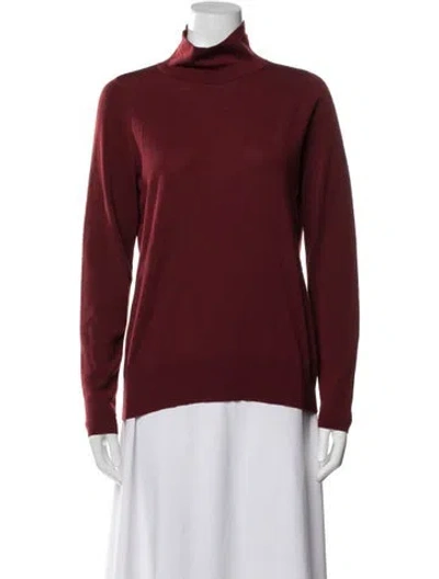 Pre-owned Lafayette 148 Wool Turtleneck Sweater In Red