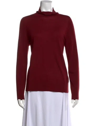 Pre-owned Lafayette 148 Wool Turtleneck Sweater W/ Tags In Burgundy