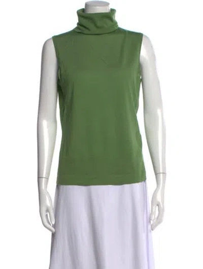 Pre-owned Lafayette 148 Wool Turtleneck Sweater W/ Tags In Green