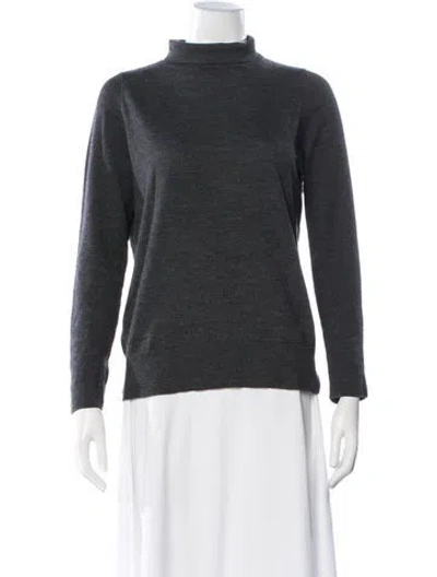 Pre-owned Lafayette 148 Wool Turtleneck Sweater In White