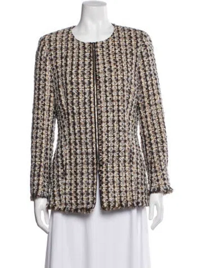 Pre-owned Lafayette 148 Wool Tweed Pattern Evening Jacket
