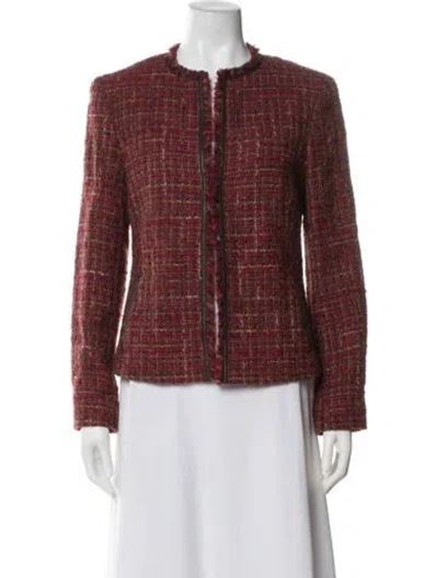 Pre-owned Lafayette 148 Wool Tweed Pattern Evening Jacket In Pink