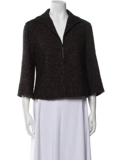 Pre-owned Lafayette 148 Wool Tweed Pattern Jacket In Black