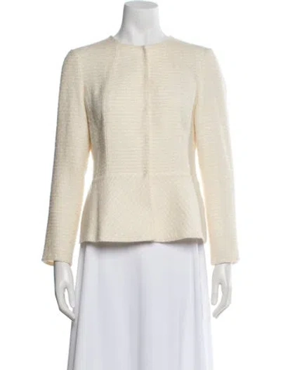 Pre-owned Lafayette 148 Wool Tweed Pattern Jacket In Neutral