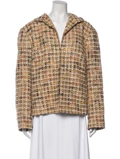 Pre-owned Lafayette 148 Wool Tweed Pattern Jacket In Neutral