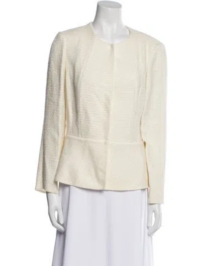 Pre-owned Lafayette 148 Wool Tweed Pattern Jacket W/ Tags In Neutral
