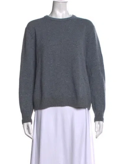 Pre-owned Lafayette 148 Wool Tweed Pattern Sweater In Blue