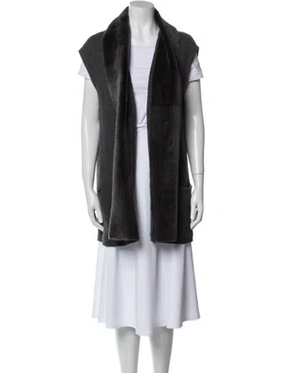 Pre-owned Lafayette 148 Wool Vest In Blue