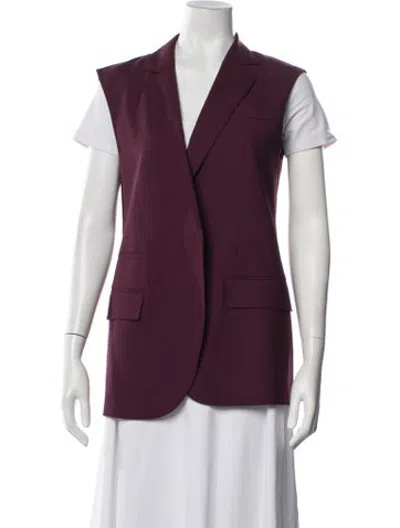 Pre-owned Lafayette 148 Wool Vest W/ Tags In Burgundy