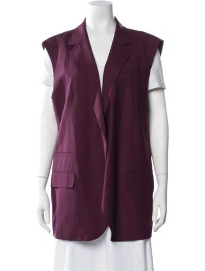 Pre-owned Lafayette 148 Wool Vest W/ Tags In Burgundy/purple