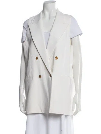 Pre-owned Lafayette 148 Wool Vest In White