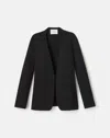Lafayette 148 Wool-viscose Crepe Cardigan Jacket In Black