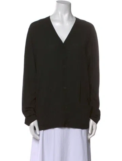 Pre-owned Lafayette 148 Wool V-neck Sweater In Black