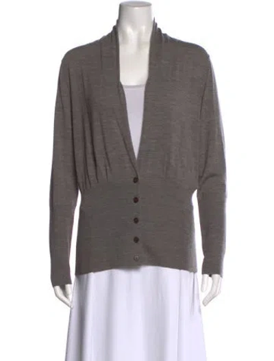 Pre-owned Lafayette 148 Wool V-neck Sweater In Gray