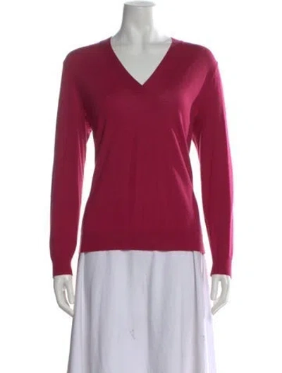Pre-owned Lafayette 148 Wool V-neck Sweater In Multi