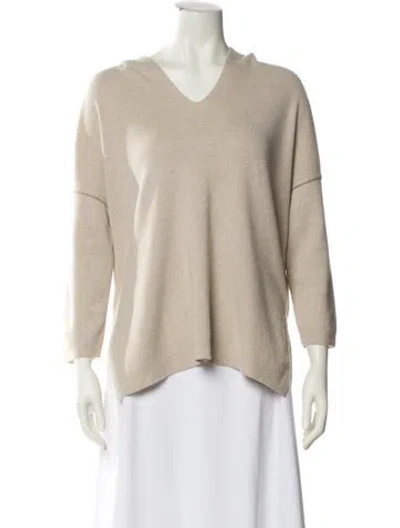 Pre-owned Lafayette 148 Wool V-neck Sweater In Neutral