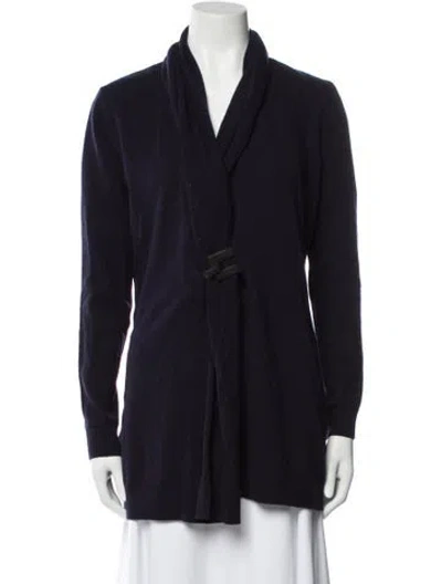 Pre-owned Lafayette 148 Wool V-neck Sweater W/ Tags In Blue
