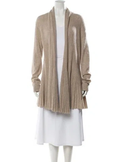 Pre-owned Lafayette 148 Wool V-neck Sweater W/ Tags In Neutral