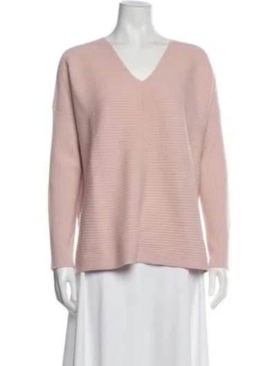 Pre-owned Lafayette 148 Wool V-neck Sweater W/ Tags In Pink