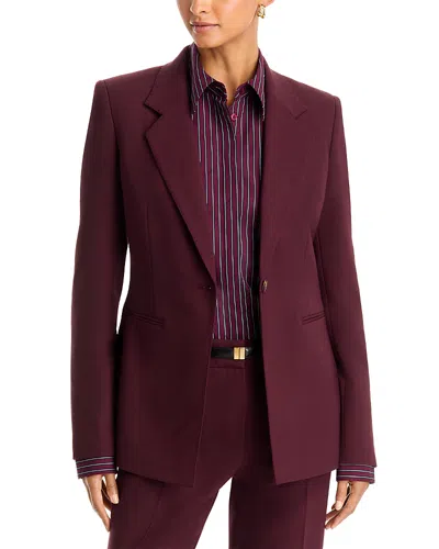 Lafayette 148 Wool-blend Fitted Single Button Blazer In Burgundy
