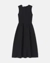 Lafayette 148 Woolsilk Crepe Sleeveless A-line Dress In Black