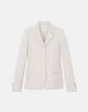 Lafayette 148 Woolsilk Crepe Threebutton Academy Blazer In Pearl