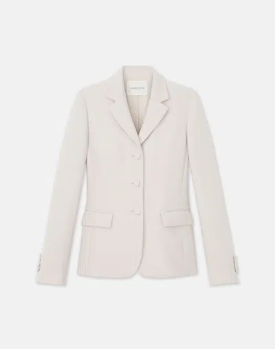 Lafayette 148 Woolsilk Crepe Threebutton Academy Blazer In Pearl
