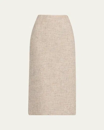 Lafayette 148 Woven Straight Midi Skirt In Neutral