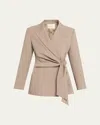 Lafayette 148 Wrap-front Stretch Wool Blazer In Neutral