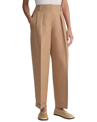 Lafayette 148 Wyatt Barrel Leg Silk & Linen-blend Pant In Brown