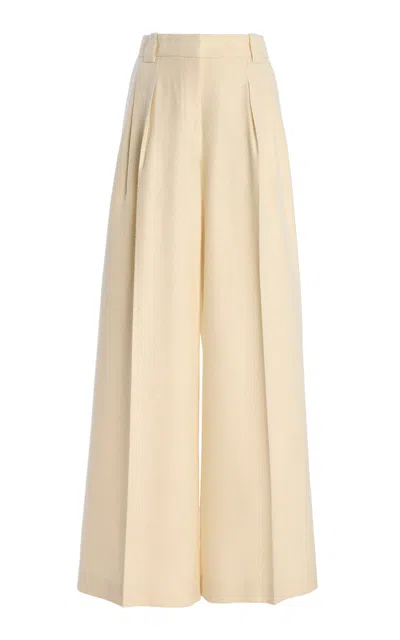 Lafayette 148 Wyatt Boucle Wide Leg Pants In White