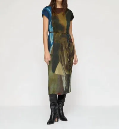 Lafayette 148 X Save Venice Print Recycled Satin Plissé Midi Dress In Burnt Sienna