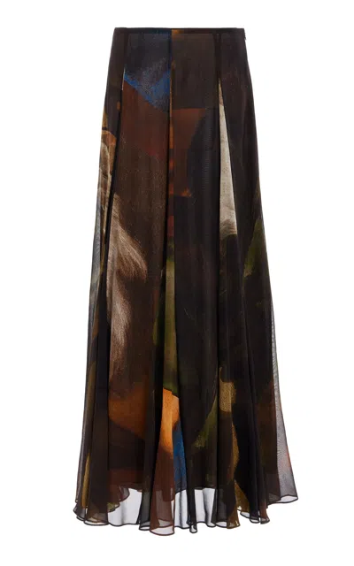 Lafayette 148 X Save Venice Printed Silk-georgette Maxi Skirt In Multi