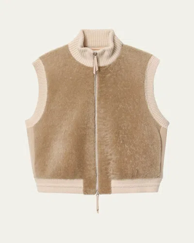 Lafayette 148 X The Morning Show Shearling & Camel Hair Vest In Brown