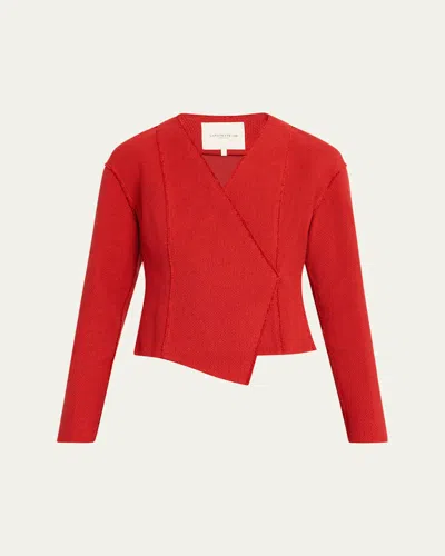 Lafayette 148 X The Morning Show Wrap-front Cotton Dobby Blazer In Red