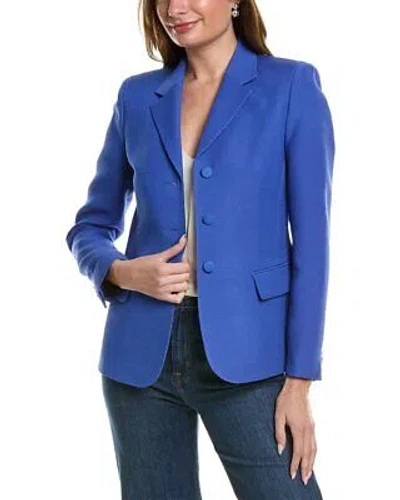 Pre-owned Lafayette 148 York Academy Wool & Silk-blend Blazer Women's In Blue