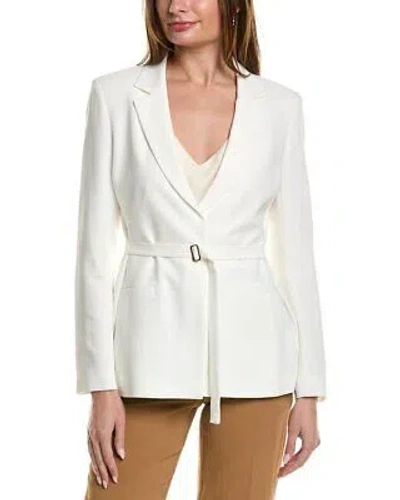 Pre-owned Lafayette 148 York Belted Blazer Women's In White