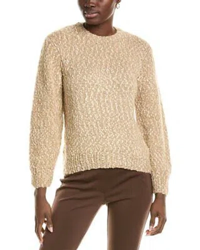Pre-owned Lafayette 148 York Blouson Sleeve Donegal Mohair & Wool-blend Sweater In Taupe Multi