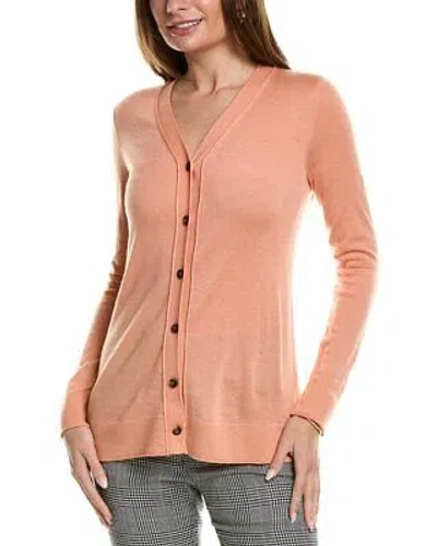 Pre-owned Lafayette 148 York Button Front Cashmere Cardigan Women's In Orange