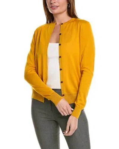 Pre-owned Lafayette 148 York Button Front Wool & Silk-blend Cardigan Women's In Yellow