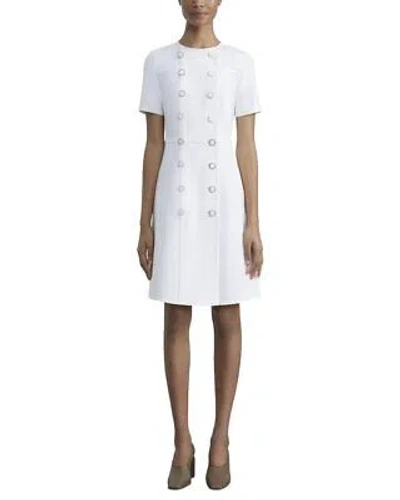 Pre-owned Lafayette 148 York Double Breasted Wool & Silk-blend Mini Dress Women's 12 In White